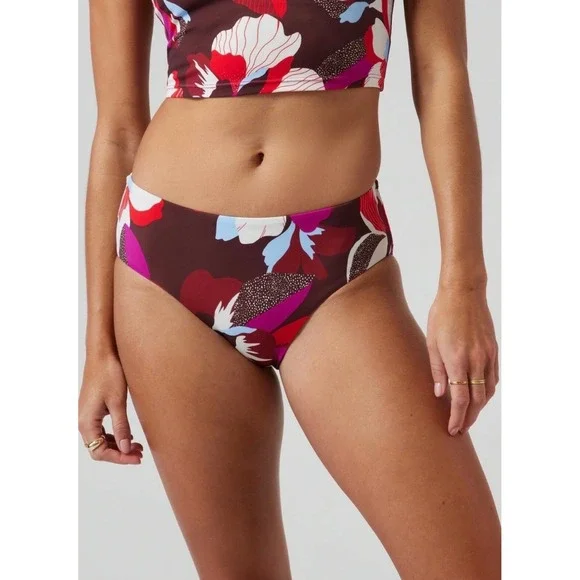 Athleta Clean Full Bikini Bottom Floral Size XL Quick Drying UPF50+ Recycled - Picture 1 of 5